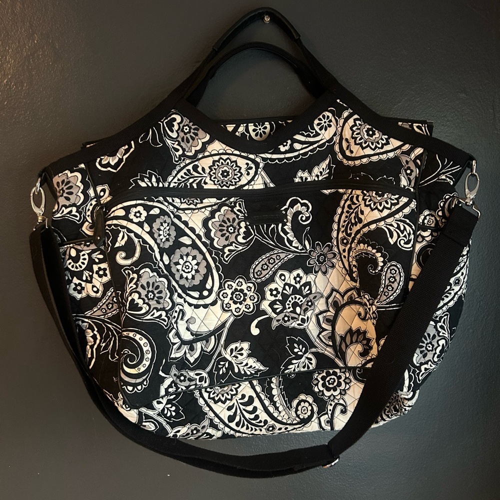Vera Bradley Black & White Paisley Quilted Tote